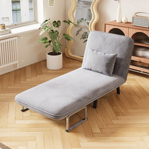 English Elm 31.5″ Convertible Chair Bed with Tri-Fold Design, Adjustable Backrest, Plush Pillow, Durable Frame for Home Comfort and Office Lounging Light Gray W1767P220576