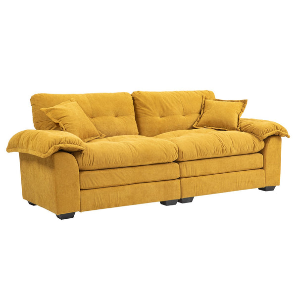 English Elm 84" Chenille Sofa Loveseat with Memory Foam & Pocket Springs, Plush Dual-Layer Comfort, Sturdy Frame Yellow W676S00012
