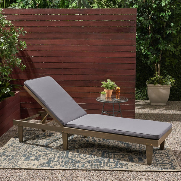 English Elm Nadine Outdoor Chaise Lounge Cushion Water Resistant Full Body Patio Coverage 63493.00CUSH-DGRY