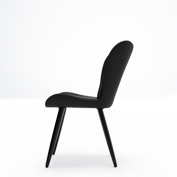 English Elm Set of 2 Armless Faux Leather Dining Chairs with Cushioned Seats and Metal Legs Black W3316P426943