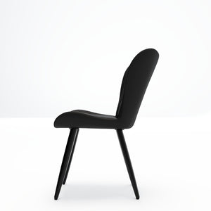 English Elm Set of 2 Armless Faux Leather Dining Chairs with Cushioned Seats and Metal Legs Black W3316P426942