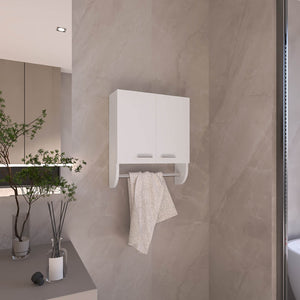 English Elm Optim Wall Mounted Bathroom Cabinet with Towel Bar and Two Adjustable Interior Shelves White B070P234352