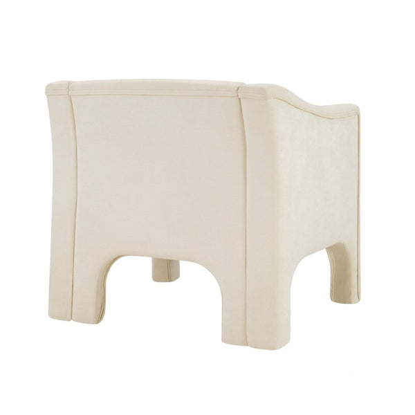 English Elm Modern Barrel Accent Chair Chenille Upholstered Wraparound Armchair for Any Room Beige N763P336531A