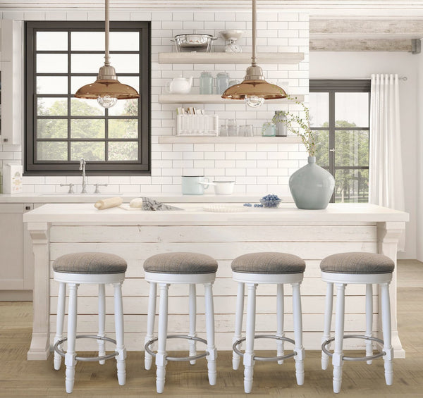 English Elm AGODY 26" Counter Swivel Bar Stools Set of 2 with Cushioned Fabric Seats, Iron Footrest, 300lb Capacity W2170P208071