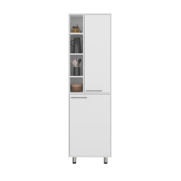 English Elm Kitchen Tall Pantry 80.3" H White Engineered Wood, 9 Shelves, 2 Drawers, Slim Freestanding Storage B097P395877