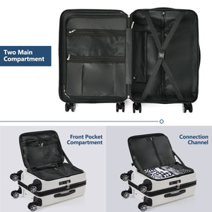English Elm Carry-on Abs Hard Shell Suitcase with Front Access Pocket Usb Port Spinner Wheels PP314954AAK