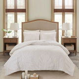 Madison Park Bahari Coastal 3 Piece Tufted Cotton Chenille Palm Comforter Set MP10-6222 Off-White