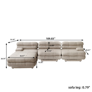 English Elm Urban Modern Modular Sofa Teddy Fleece Capitonné Design High Modularity Plush Comfort Corner Ready for Cozy Living Spaces Brown B341S00038