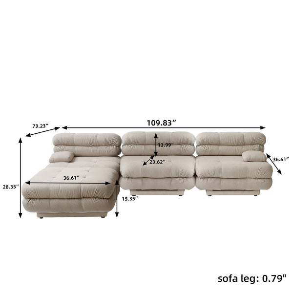 English Elm Urban Modern Modular Sofa Teddy Fleece Capitonné Design High Modularity Plush Comfort Corner Ready for Cozy Living Spaces Brown B341S00038