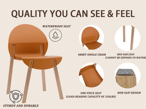 English Elm 4-PackTropical Orange Chairs with Solid Red Oak Legs, Ergonomic PP Seat, 330lb Strength, Easy-Clean W3450P322871