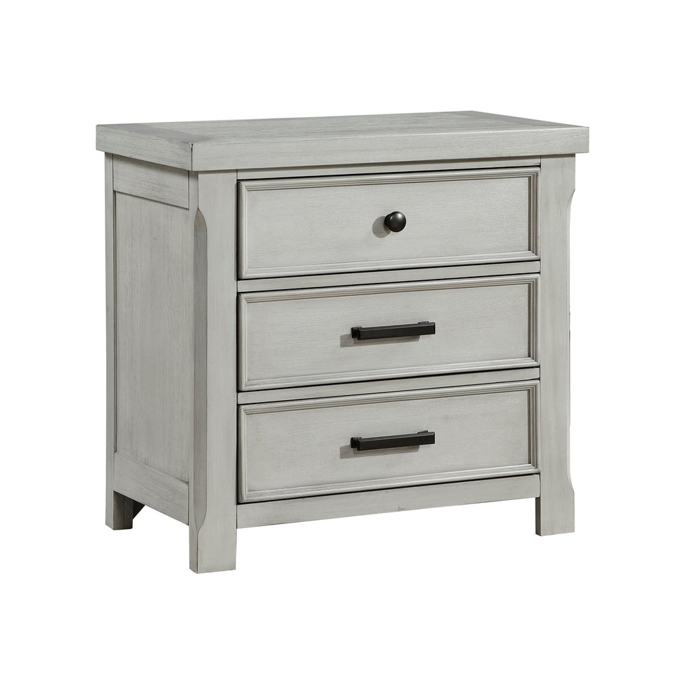 English Elm 1pc Willowbrook Nightstand Gray Finish Acacia Wood 3-Drawer Smooth Glide Storage 30"x17"x29" Modern Farmhouse B011P389522