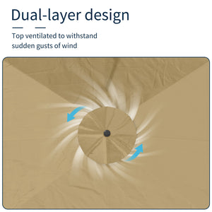 English Elm 11FT Square Cantilever Patio Umbrella with LED Light, UPF50+ 280g Solution-Dyed Fabric, Rust-Resistent Frame Beige 108.27 L x 16.54 W x 6.69 H T3609P352400