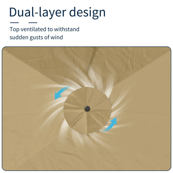 English Elm 11FT Square Cantilever Patio Umbrella with LED Light, UPF50+ 280g Solution-Dyed Fabric, Rust-Resistent Frame Beige 108.27 L x 16.54 W x 6.69 H T3609P352400