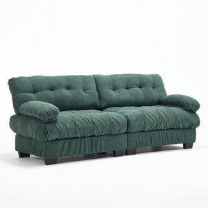 English Elm Cloud Modular Sectional Sofa Deep Seat Flannelette Upholstered Living Room Couch Green W2120S00019