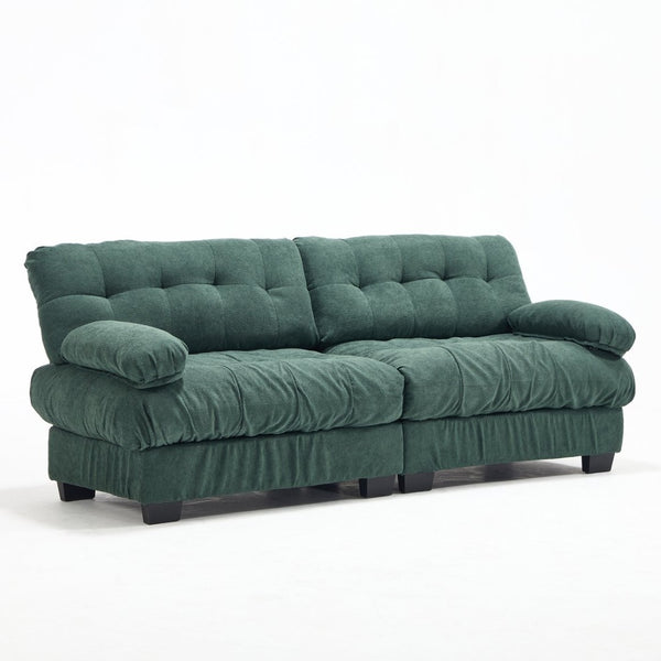 English Elm Cloud Modular Sectional Sofa Deep Seat Flannelette Upholstered Living Room Couch Green W2120S00019