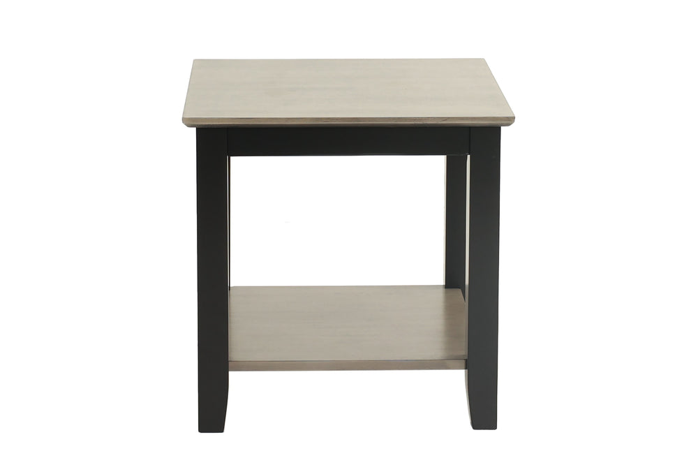 English Elm Gray 3pc Table Set with Walnut Veneer Tops, Gray/Black Modern Living Room Tables w/ Shelf Storage B011S01999