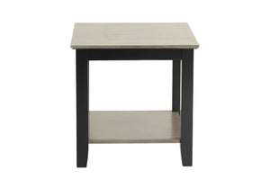 English Elm Gray 3pc Table Set with Walnut Veneer Tops, Gray/Black Modern Living Room Tables w/ Shelf Storage B011S01999