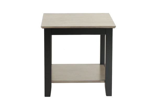 English Elm Gray 3pc Table Set with Walnut Veneer Tops, Gray/Black Modern Living Room Tables w/ Shelf Storage B011S01999