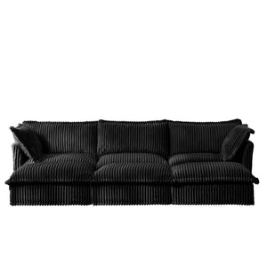 English Elm Living Room Sofa - Versatile 3-Seater With 3 Ottomans, Cozy Corduroy Sleeper For Family Spaces W3041S00144