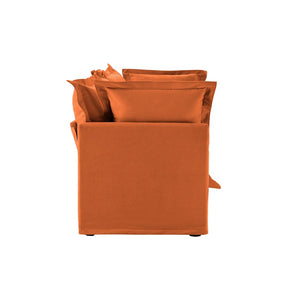 English Elm Set Of 2 Cozy Slipcovered Armchairs In Soft Orange Chenille – Stylish Deep Seating For Any Room W3041S00123-GIGA