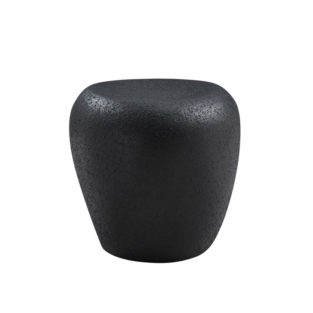 English Elm 19.29 Inch Fiberglass Stacked Stone Side Table Sculpted Organic Form for Living Room Black W2582P427033