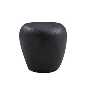 English Elm 19.29 Inch Fiberglass Stacked Stone Side Table Sculpted Organic Form for Living Room Black W2582P427033