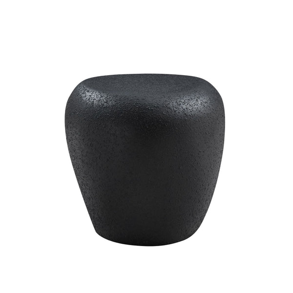 English Elm 19.29 Inch Fiberglass Stacked Stone Side Table Sculpted Organic Form for Living Room Black W2582P427033