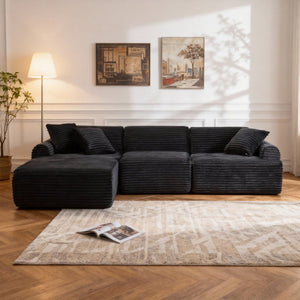 English Elm 105'' Modular Sectional with Washable Woven Cover Convertible L-shape Living Room Sofa W3565S00017