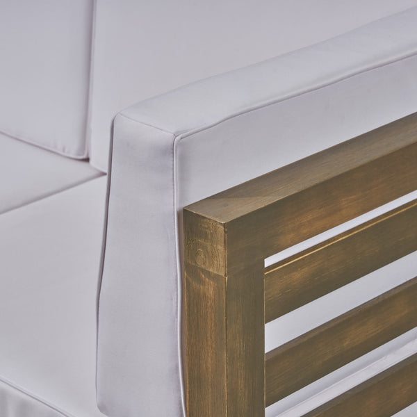 English Elm Christopher Knight Home® - OANA Outdoor Club Chair with Acacia Wood Frame, Removable Cushions, Slatted Design for Quick Drying Grey+White 65546.00WHI