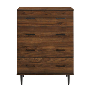 English Elm Walker Edison - Modern 4-Drawer Dresser Walnut with Tapered Metal Legs, Smooth Glides, Durable MDF Laminate Finish B185P326692