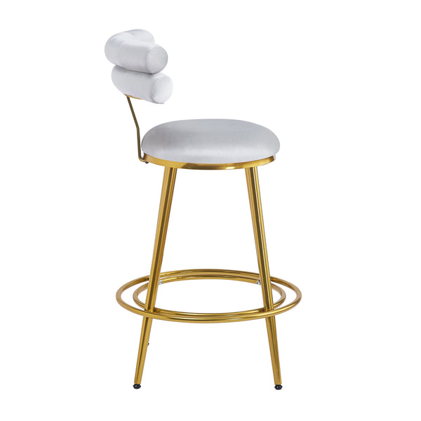 English Elm Christopher Knight Home® - 27.65'' 27.65" Modern Counter Stools Set of 2 with Luxurious Velvet Upholstery, Ergonomic Curved Back, Iron Frame & Footrest Light Gray N780P194940W