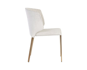 Sunpan Zayden Dining Chair - Modern Belfast Oatmeal Fabric, Gold Stainless Steel Legs, Stylish Comfort