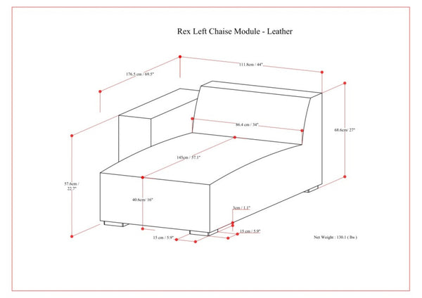 English Elm Rex Left Chaise Sofa Module In Caramel Brown Leather - Modern, Flexible, And Stylish Seating Solution B136P199266-GIGA
