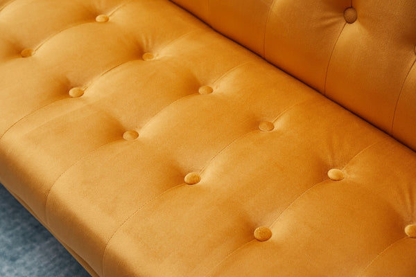 English Elm SOFA Velvet Convertible Sofa Bed with Golden Legs, Solid Wood Frame, Compact Design for Small Spaces Ginger B205P246430