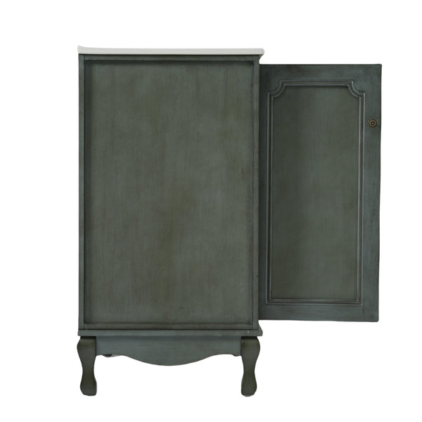 English Elm Christopher Knight Home® - 30" Vintage Bathroom Vanity with Rectangle Ceramic Sink, Rubber Wood Legs, Soft-Close Doors, Adjustable Shelves Antique blue green,Teal N817P245316B