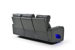 English Elm Lumin Power Reclining Home Theater Sofa with Led Lighting and Wireless Charging Pad Gray B078P497928