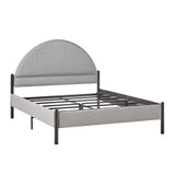 Queen Metal and Upholstered Bed with Arched Headboard Grey GASB5CGY Walker Edison