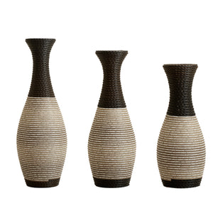 English Elm Desktop PVC Vase Set of 3 Decorative Tall Floor and Table Vases—Modern Durable Artful Accents for Home Black White,Coffee W2796P261483