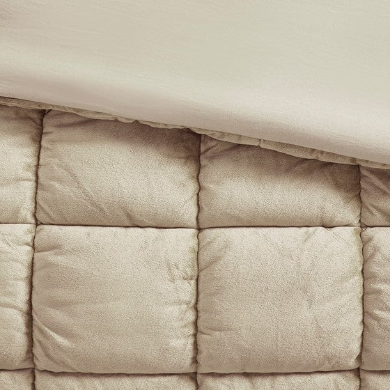 English Elm Twin Plush Velvet 2-Piece Comforter Set - Box Quilted, Down-Alternative Fill, Microfiber Reverse Sham, Cozy Twin Bedding B035P203234