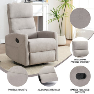 English Elm Manual Swivel Rocker Recliner Fabric Chair with 360 Degree Rotation for Living Room W3224P289284
