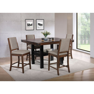 English Elm Walden Industrial Counter Height Dining Set Seats Six with Upholstered Chairs Mango Oak B062S01633