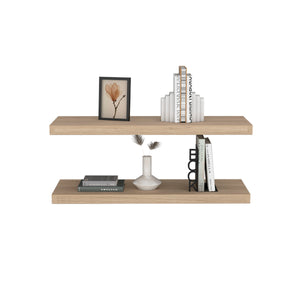 English Elm Ecco Floating Shelves Set of 2 — 31.5" Wall-Mounted Matte Particle Board Shelves with Hidden Brackets and Sturdy Support Beige 32 L x 11 W x 4 H B070P242435