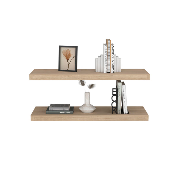 English Elm Ecco Floating Shelves Set of 2 — 31.5" Wall-Mounted Matte Particle Board Shelves with Hidden Brackets and Sturdy Support Beige 32 L x 11 W x 4 H B070P242435