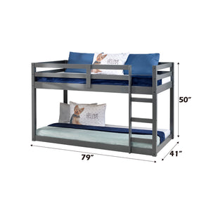 English Elm Gaston Solid Pine Twin Loft Bed in Gray Finish with Built-In Right Ladder, 13-Slat Support System B2726P315599