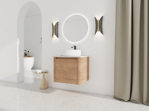 English Elm 24'' Wall-Mounted Bathroom Vanity With Stylish Ceramic Vessel Sink & Soft-Close Door For Small Spaces W999S00392
