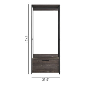 English Elm Monica Wood And Metal Walk-In Closet Storage Unit - Rustic Gray, Durable Design With Drawer & Style B040S00026