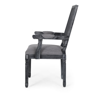 English Elm Christopher Knight Home® - DINING Chair with Cane Back and Upholstered Seat, French Country Weathered Rubberwood Accent Grey 71240.00GRY