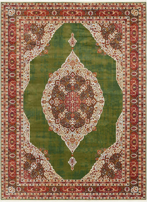 Unique Loom Baracoa Regla Machine Made Border Rug Green, Blue/Ivory/Olive/Orange/Red/Yellow 10' 0" x 13' 1"