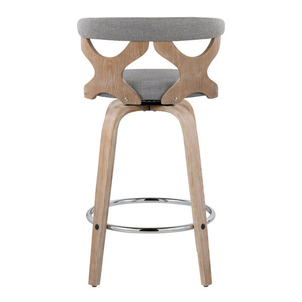 English Elm Gardenia Contemporary 26" Fixed-Height Swivel Counter Stool with Padded Fabric Seat and Chrome FootrestGardenia Contemporary 26" Fixed-Height Swivel Counter Stool with Padded Fabric Seat and Chrome Footrest Grey B202S00293