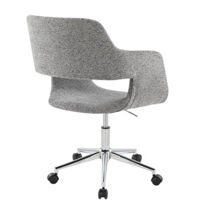 English Elm Margarite Modern Task Chair: Grey Fabric With Chrome Accents, Ergonomic Support For Home Offices B202P223908